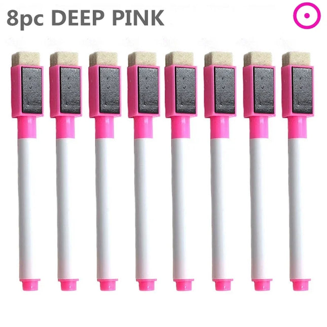 8PC Magnetic Colorful Whiteboard Pen Black White Board Markers Built In Eraser School Supply children's Graffiti Drawing pen