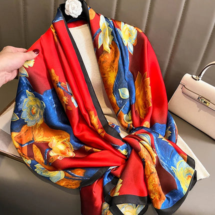 Spring Scarf Women's Luxury Design Polyester Material Smooth Scarf Soft Shawl Beach Scarf