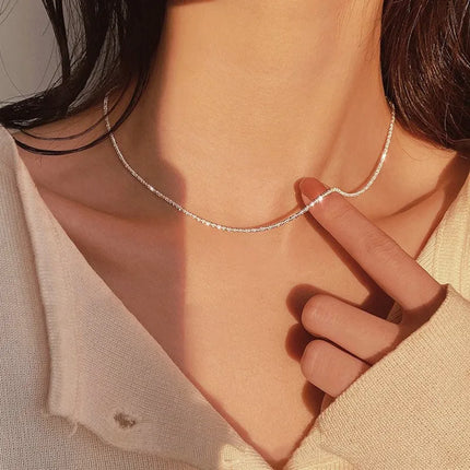 Simple Pearl Beads Chic Exquisite Necklace Gold Color Thin Chain Minimalist Charm Collar Jewelry Women