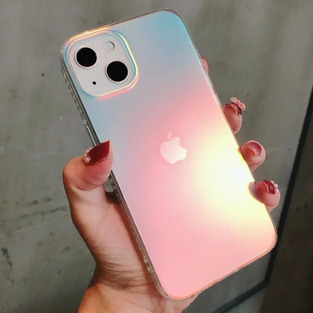 Fashion Matte Aurora Laser Gradient Phone Case For iPhone 16 Pro Max 15 14 13 12 Pro Max XS Max 16 Plus 11 Shockproof Cover