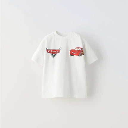 Cartoon Car Boys T-shirt Summer Clothing New Style Cartoon Short Sleeve Tops Tees Kids Trendy Design Casual T Shirts Children's