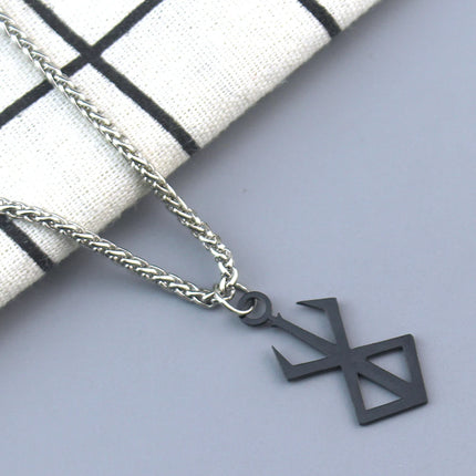 Berserk Symbol Pendant Necklace The Mad Warrior of Norse Viking Mythology Mens Hip Hop Jewelry