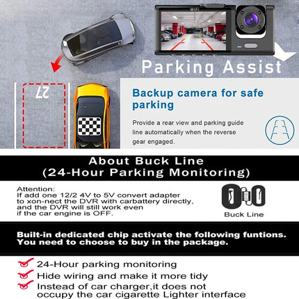 3 Camera WIFI Dash Cam Cabin Car Dvr 1080P Interior Vehicle Three Way Channel Dvrs Recorder Video Registrator Dashcam Camcorder