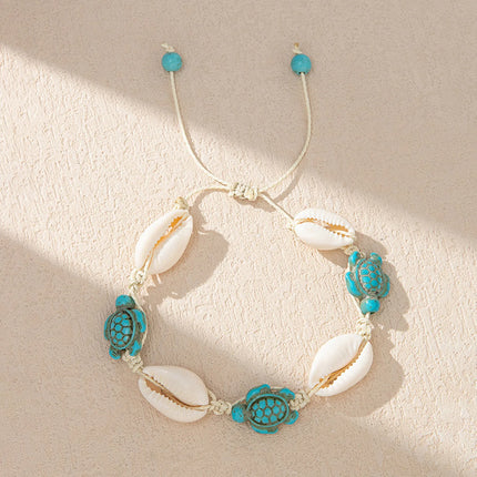 1PC Shell Ocean Jewelry Braided Bracelets White & Blue Star Fish Cross Bracelet Summer Fashion Jewelry for Women Gifts 6cm Dia.
