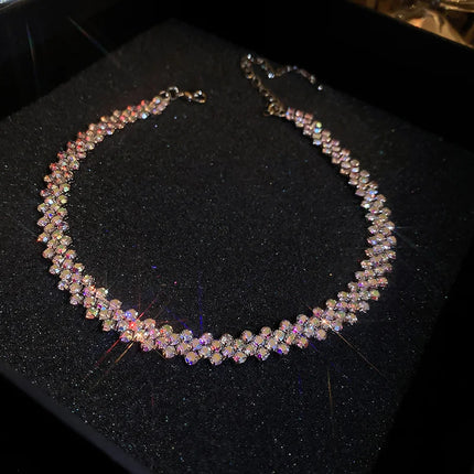 Luxury Shiny Full Rhinestone Choker Necklace for Women Personalized Geometric Crystal Necklaces Wedding Jewelry Party Gifts