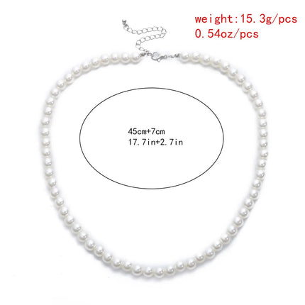 Simple Imitation-Pearl Beaded Short Choker Necklace for Men Trendy White Beaded Chains on Neck Accessories 2023 Fashion Jewelry