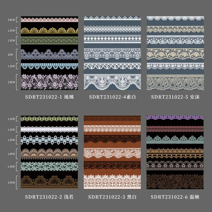 6 Rolls Retro Lace PET Washi Tape Diary Decoration Washitape Cinta Adhesiva Decorativa Scrapbooking Supplies Masking Tape