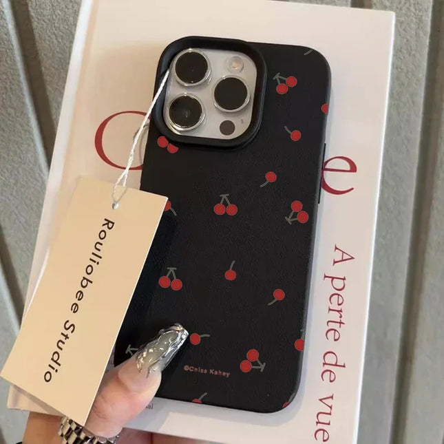 Cute Cartoon Cherry Lichee Pattern Silicone Phone Case For IPhone 16 15 14 13 12 11 Pro Max XS Max XR 14 15 16 Plus Cover Case