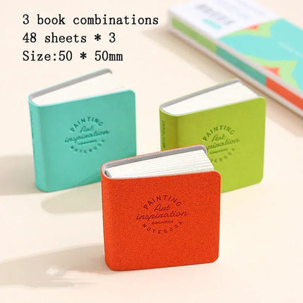 3Pcs Mini Drawing Book Square Watercolor Sketchbook Thick Paper 3 Book Painting Paper Work Relaxation Art Supplies