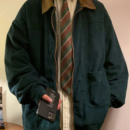 American Style Vintage 2025 Men Bomber Jacket Windbreakers Zipper Coats Autumn Loose Cargo Outwear