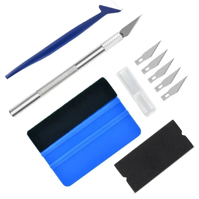 10Pcs Car Wrapping Vinyl Tool Kit Window Film Tint Tools Car Wrap Sticks Edge Trimming Squeegee Tinting Felt Edge Squeegee