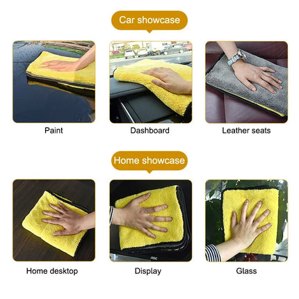 Microfiber Car Washing Towel 400GSM Double-Sided Coral Velvet Clean Towels High Water Absorption Car Wash Drying Cloth