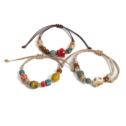 Handmade White Star Claw Ceramic Bracelet Adjustable Boho Ethnic Jewelry Unique Gift S02-027