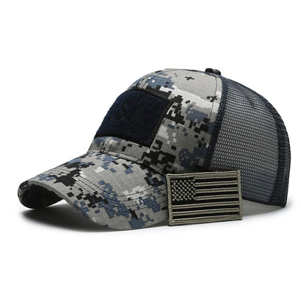 American Logo Personality Sticker Embroidered Women's Baseball Cap Mesh Hat Men's Outdoor Velcro Cap