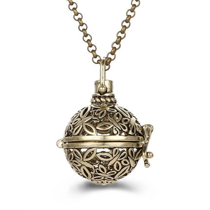 New Charm Mexico Chime Hollow Angel Wings Vintage Necklace Jewelry Music Ball Aroma Pendant For Women Summer Fashion Accessories