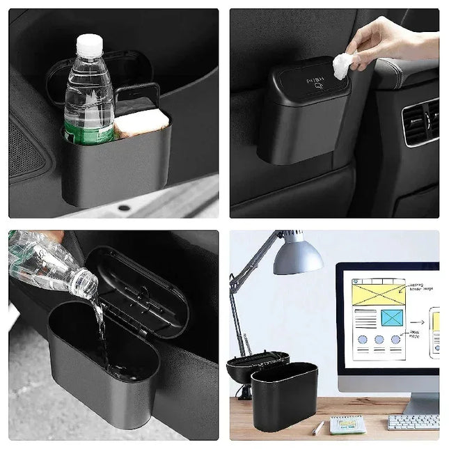 1Pcs Leak-proof Mini Car Trash Can with Lid Small Car Accessories Includes 60 (300) Garbage Bags for Vehicle Interior