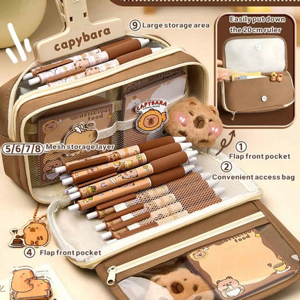 1Pc Large Capacity Pencil Case Flip Cover Stationery Pencil Bag Simple Stationery Storage bag School Office Supplies Stationery