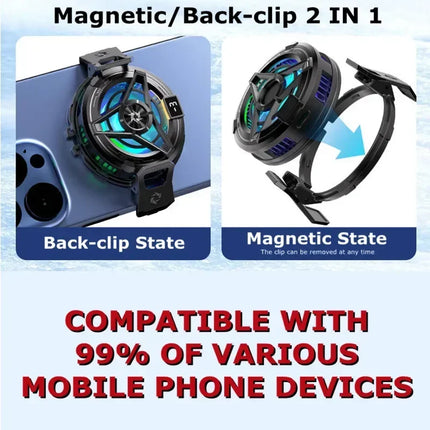 SL17 Magnetic Phones Cooler Back-Clip 2 in 1 Game Cooler Semiconductor Fast Phone Cooling Fan for IOS Android Phone