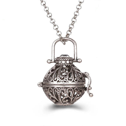 New Charm Mexico Chime Hollow Angel Wings Vintage Necklace Jewelry Music Ball Aroma Pendant For Women Summer Fashion Accessories