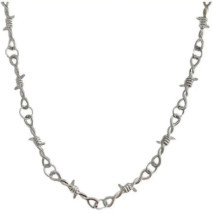 TrendMen Hiphop/Rock Rattan Thorns Chain Necklaces For Men Fashion Silver Color Metal Choker Clavicle Chain Party Jewelry Gifts