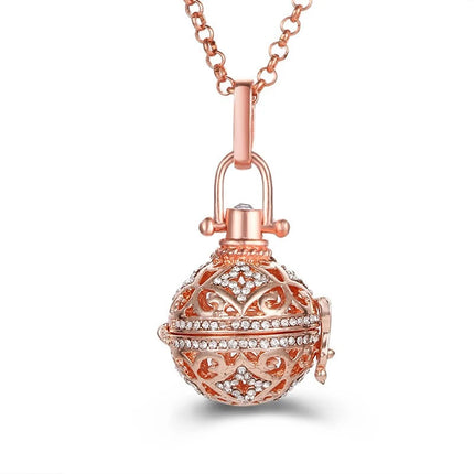 New Charm Mexico Chime Hollow Angel Wings Vintage Necklace Jewelry Music Ball Aroma Pendant For Women Summer Fashion Accessories