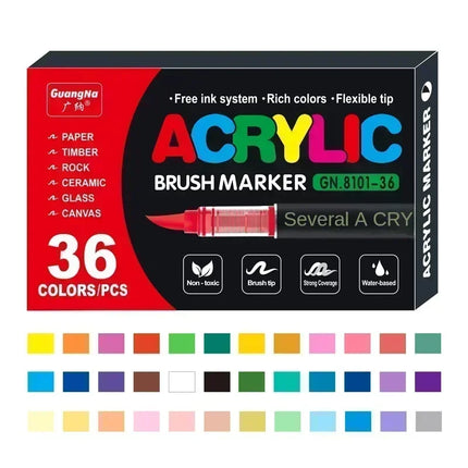 12/24/36/48/72/120 PCS GuangNa Acrylic Color Soft Head Markers Painted Graffiti Christmas Gfit Marker Set Festival Art Supply