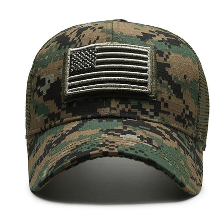 American Logo Personality Sticker Embroidered Women's Baseball Cap Mesh Hat Men's Outdoor Velcro Cap
