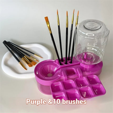 New Paint Brush Cleaner With Drain Button Automatic Water Circulation Paint Brush Cleaning Machine Cleaning Bucket Art Tools