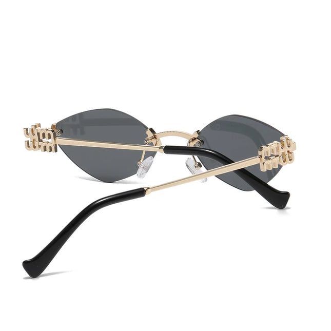 New Fashionable Men Borderless Diamond Shaped Sunglasses High-End Metal Neutral Style Street Sunglasses Uv400