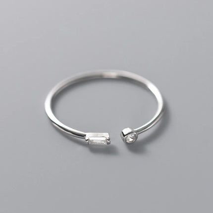 Modian Real 925 Sterling Silver Simple Thin Clear CZ Finger Rings Adjustable 14K Gold Ring For Women Wedding Jewelry Gifts