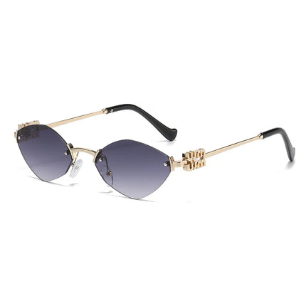 New Fashionable Men Borderless Diamond Shaped Sunglasses High-End Metal Neutral Style Street Sunglasses Uv400