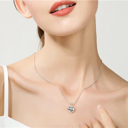 Silver Color Solid Small Heart Pendant Necklace 16-30 Inch Snake Chain For Women Wedding Charm Fashion Jewelry